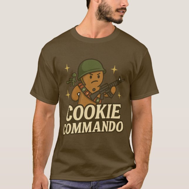 Camiseta T-Shirt Cookie Commando – Green Helmet Edition (Frente)