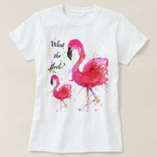 Camiseta T-shirt cor-de-rosa bonito e colorido do flamingo