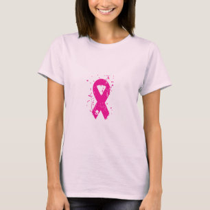 Camiseta T-shirt cor-de-rosa da fita do cancro da mama