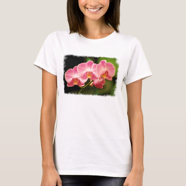 Camiseta T-shirt cor-de-rosa das orquídeas (Frente)