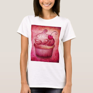 Camiseta T-shirt cor-de-rosa do cupcake de Paisley