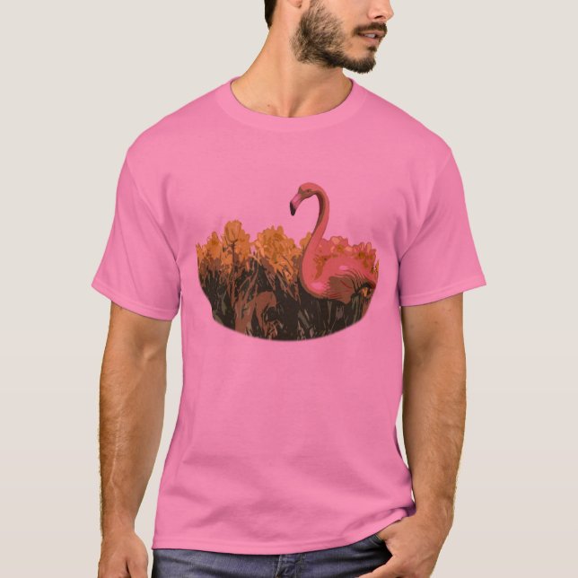 Camiseta T-shirt cor-de-rosa do flamingo (Frente)