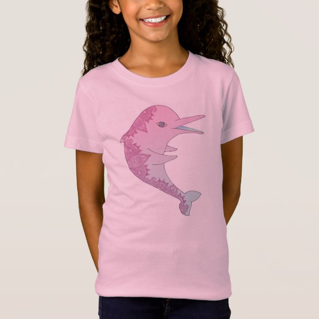 Camiseta T-shirt cor-de-rosa do golfinho (Frente)