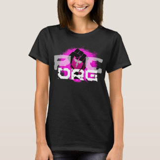 Camiseta T-shirt cor-de-rosa do logotipo: Mulheres pretas