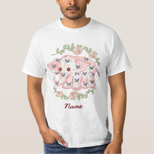 Camiseta T-shirt cor-de-rosa do valor do elefante do bebé