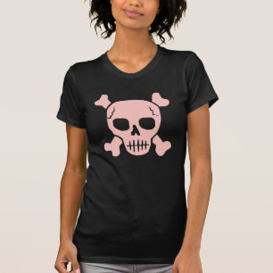 Camiseta T-shirt cor-de-rosa & marrom do crânio