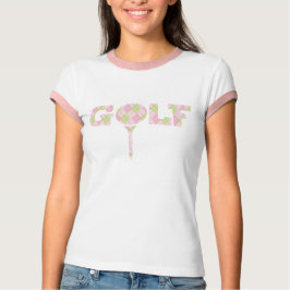Camiseta T-shirt cor-de-rosa modelado argyle do T de golfe