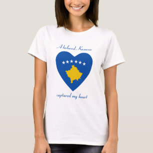 Camiseta T-Shirt Coração com a Bandeira do Kosovo