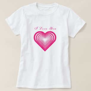 Camiseta T-Shirt Coração com Texto - Eu Te Amo