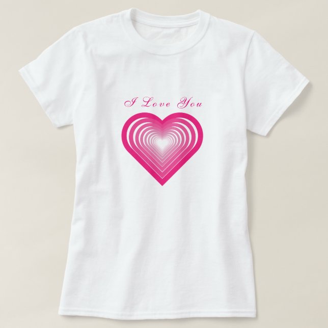 Camiseta T-Shirt Coração com Texto - Eu Te Amo (Frente do Design)