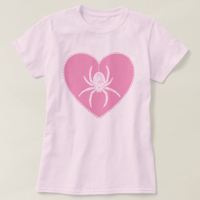 Camiseta T-Shirt Coração de Aranha Rosa (Frente do Design)
