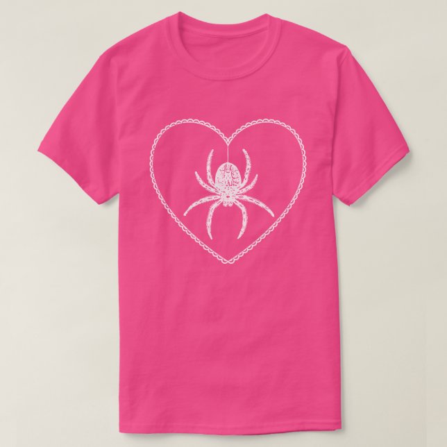 Camiseta T-Shirt Coração de Aranha Rosa (Frente do Design)