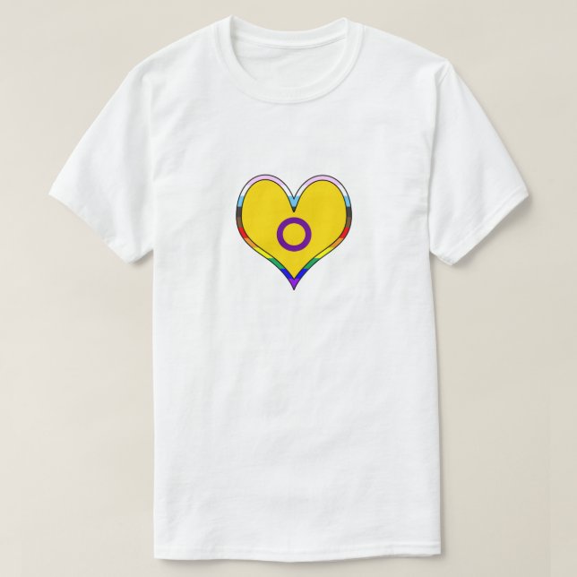 Camiseta T-Shirt Coração do Orgulho Intersexual (Frente do Design)
