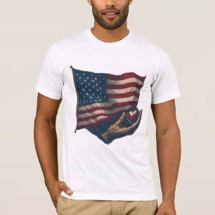 Camiseta T-Shirt Coração e Bandeira