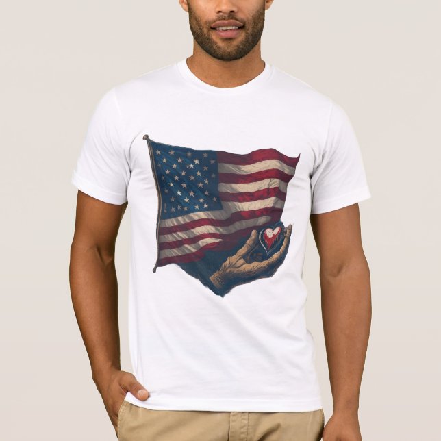 Camiseta T-Shirt Coração e Bandeira (Frente)