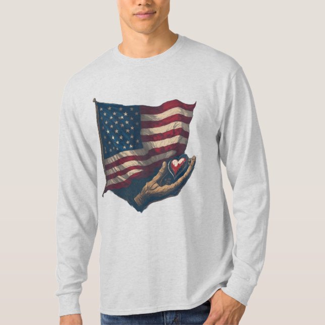 Camiseta T-Shirt Coração e Bandeira (Frente)