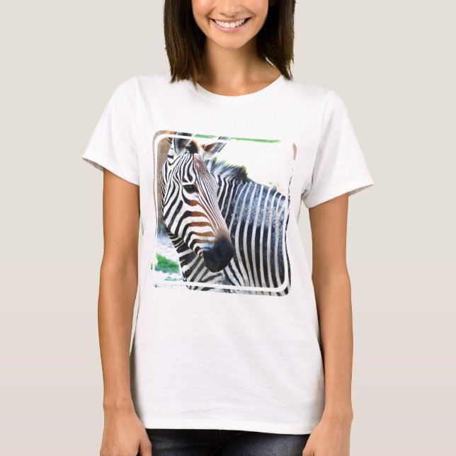 Camiseta T-shirt corajoso das senhoras da zebra (Frente)