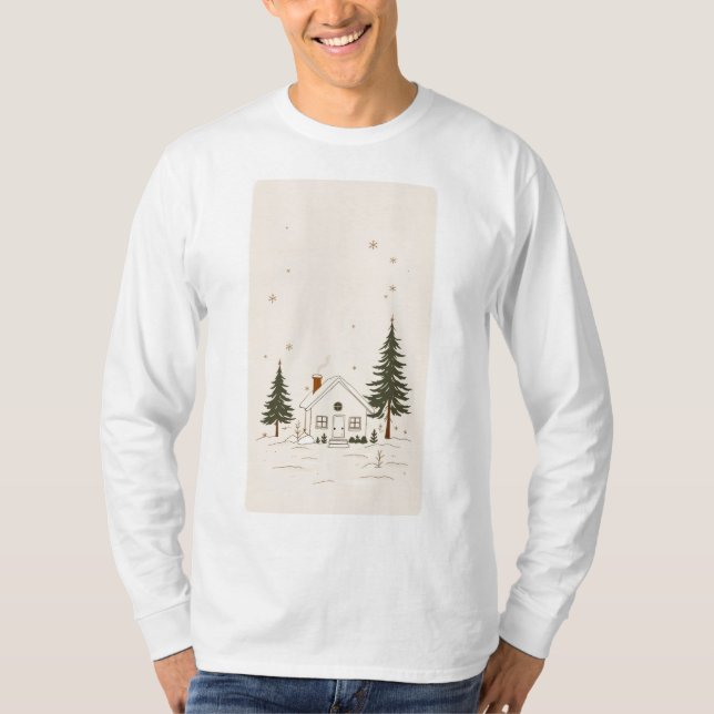 Camiseta T-Shirt Cozy Winter Cabin Long Sleeve (Frente)