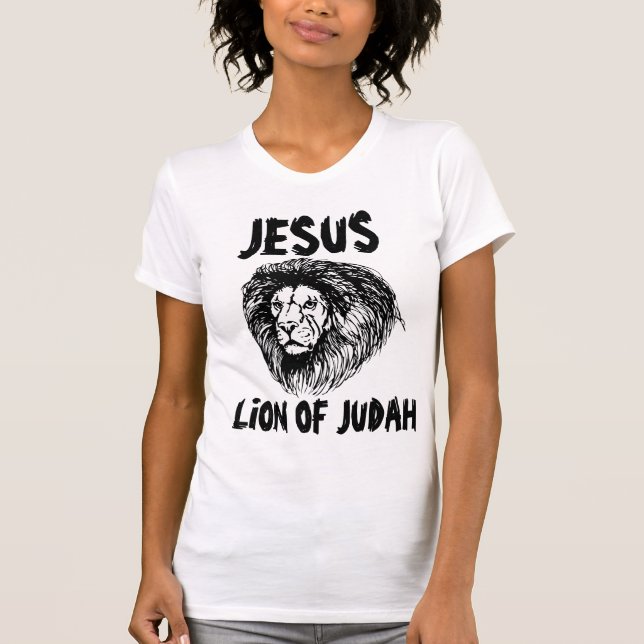 Camiseta T-shirt cristãos legal, LEÃO de JUDAH (Frente)