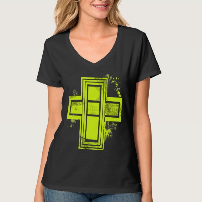Camiseta T-shirt Cruz de Grafite Amarelo (Frente)