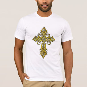 Camiseta T-Shirt Cruz Medieval ouro