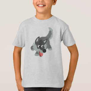 Camiseta T-shirt curioso bonito das crianças do lobo dos