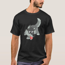 Camiseta T-shirt curioso bonito do lobo dos desenhos