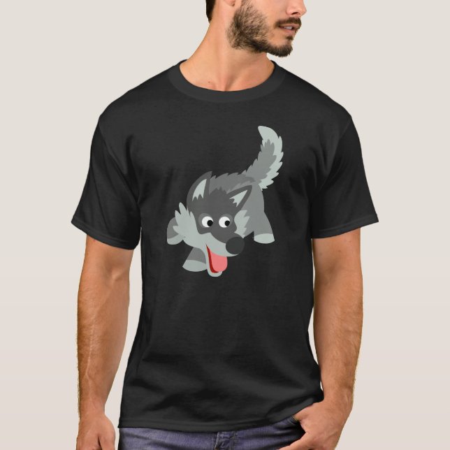 Camiseta T-shirt curioso bonito do lobo dos desenhos (Frente)