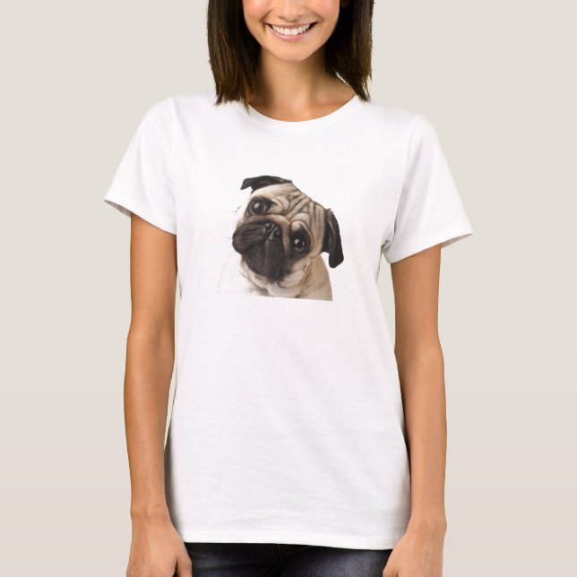 Camiseta T-shirt curioso do Pug (Frente)