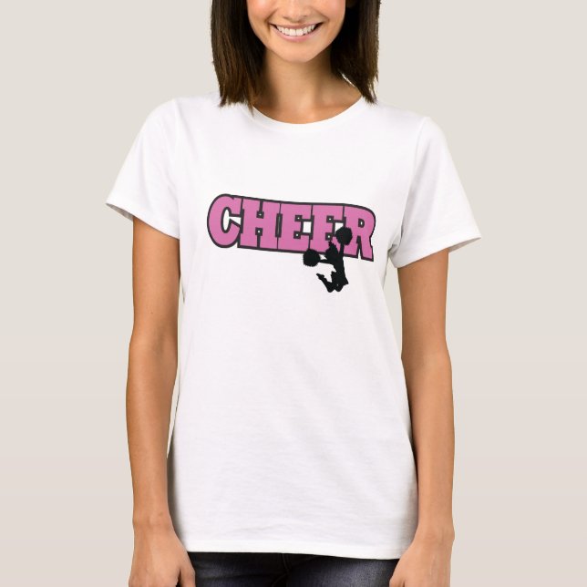 Camiseta t-shirt curto da luva do cheerleader (Frente)