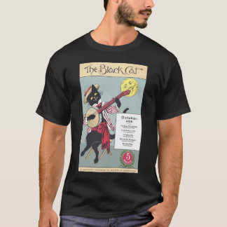 Camiseta T-shirt curto escuro da luva dos homens do gato