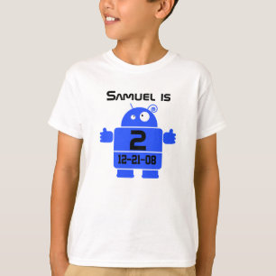 Camiseta T-shirt customizável do aniversário do robô