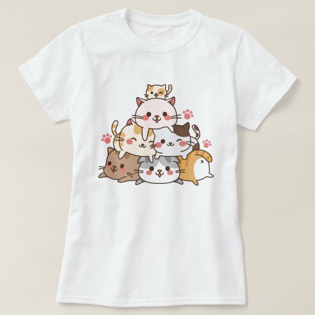 Camiseta T-Shirt Cute Cats (Frente do Design)