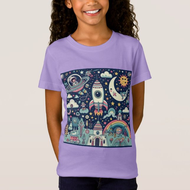 Camiseta T-Shirt Cute de Espaço Exterior (Frente)