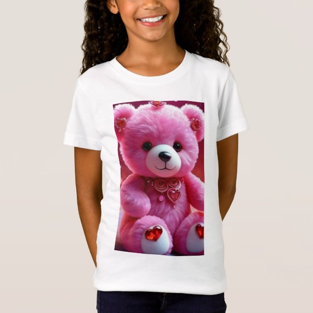Camiseta "T-Shirt Cute de Urso Rosa para Todas as Idades" (Frente)