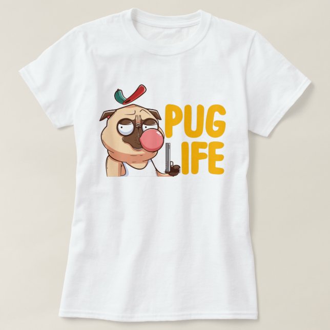 Camiseta T-Shirt Cute Fat Pug (Frente do Design)