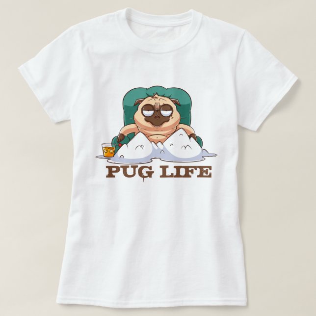 Camiseta T-Shirt Cute Fat Pug (Frente do Design)