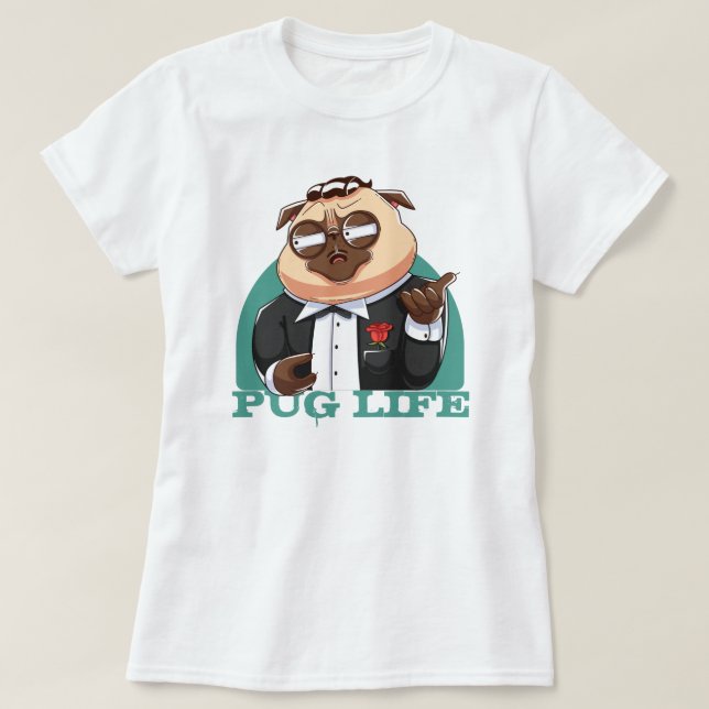 Camiseta T-Shirt Cute Fat Pug (Frente do Design)