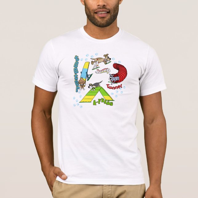 Camiseta T-shirt da agilidade do cão dos desenhos animados (Frente)