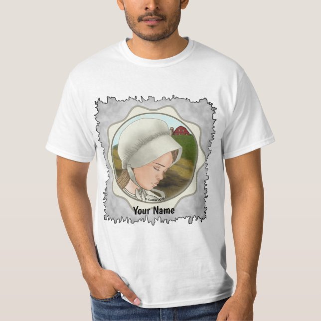 Camiseta t-shirt da Amish Bonnet Girl (Frente)