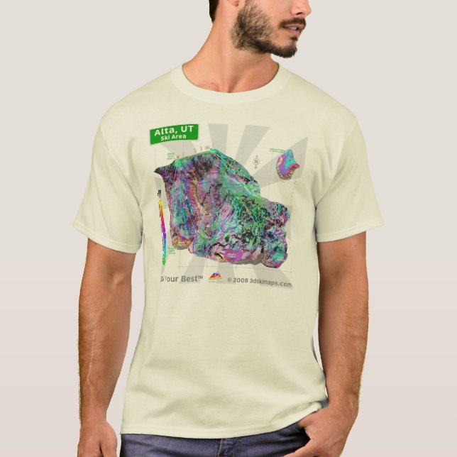 Camiseta T-shirt da área 3dSkiMaps do esqui de Alta (Frente)