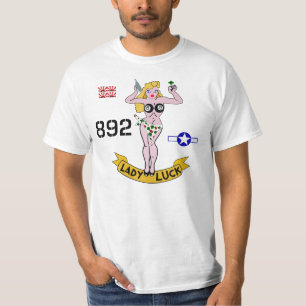 Camiseta T-shirt da arte da asa de WWII (senhora Sorte)