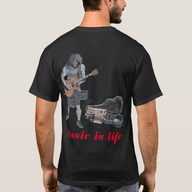 Camiseta T-shirt da arte da fantasia do músico da guitarra (Verso)