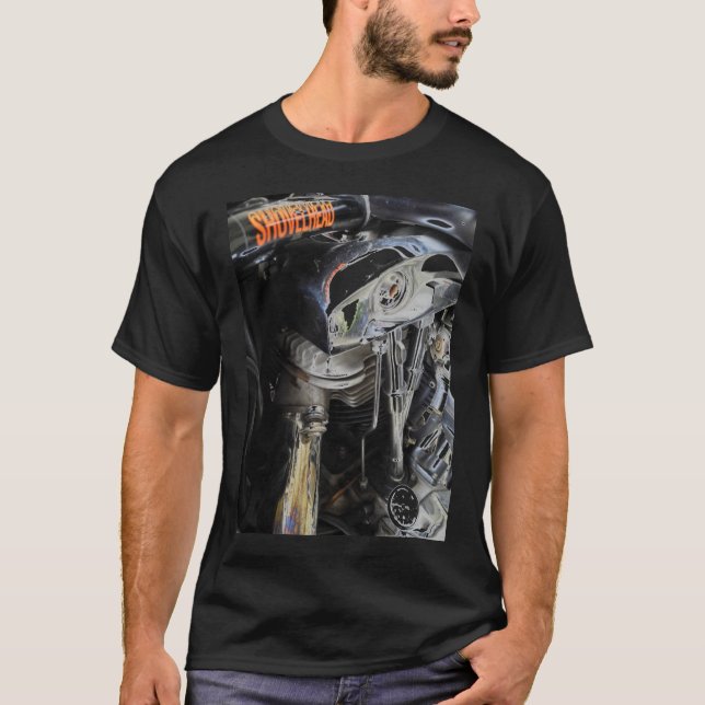Camiseta T-shirt da arte da motocicleta de Shovelhead (Frente)
