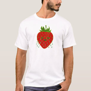 Camiseta T-shirt da arte do Doodle dos rasgos da morango
