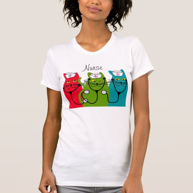 Camiseta T-shirt da arte do gato da enfermeira (Frente)