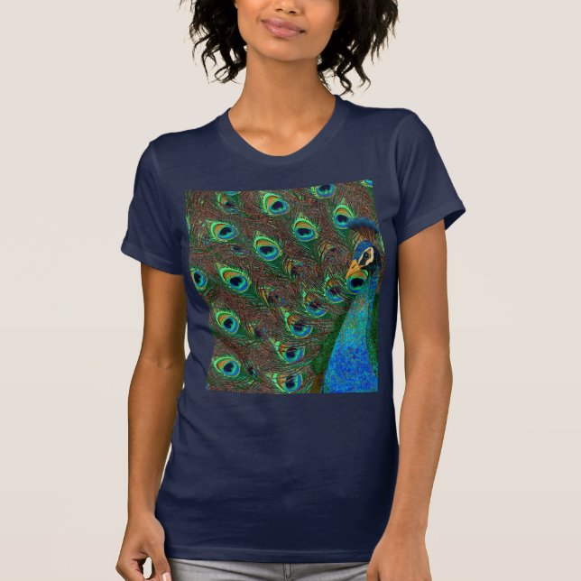 Camiseta T-shirt da arte do pavão (Frente)