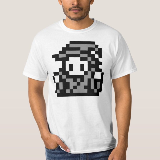 Camiseta T-shirt da arte do pixel do Sprite de Mage 16x16 (Frente)