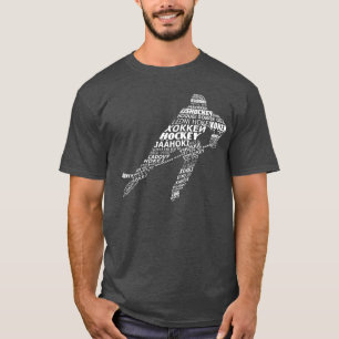 Camiseta T-shirt da arte do texto das línguas do hóquei,