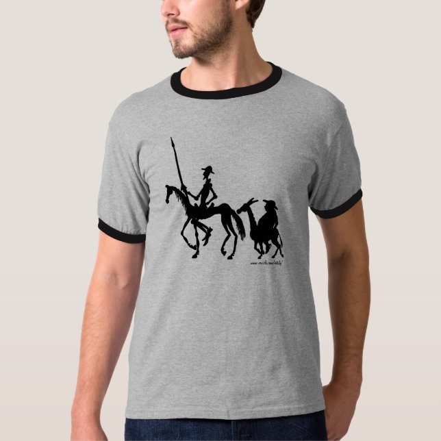Camiseta T-shirt da arte gráfica de Don Quixote e de Sancho (Frente)
